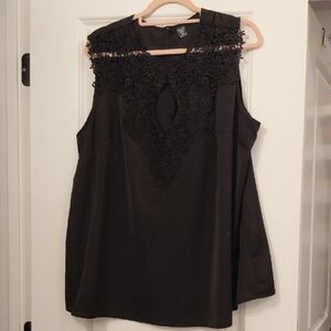 SHEIN Black Lace Keyhole Blouse